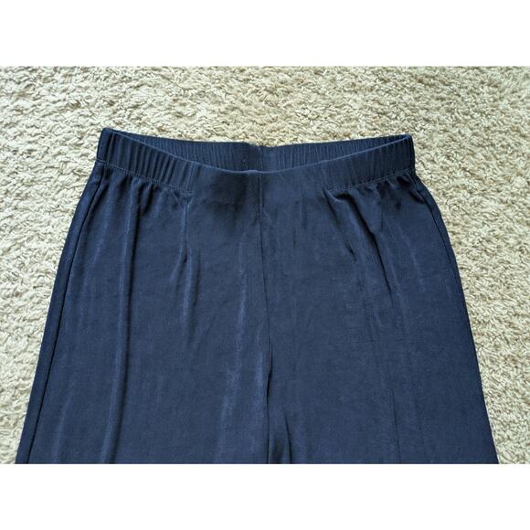 Travelers by Chicos Lace Trim Cropped Pants Womens 1/M Tall Blue Pull On Coastal - Picture 4 of 7